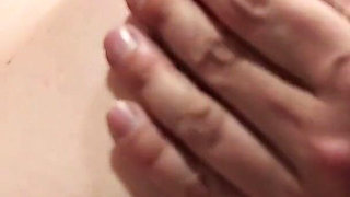 A Naked Woman with Huge Tits in a Massage Parlor Using Whipped Cream.