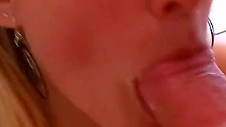 Sexy blonde teen sucks big cock then gets fucked