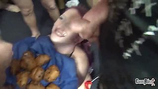 Linda Lush Nasty New Year Bukkake - Slut Gets Filthy Mouthful of Sperm