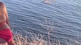 Artemisia Love Being Sexy Outdoor by the Ocean and Flashing Her Perfect Big Tits