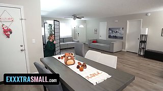 Miniature and small cutie aria banks caught her tall brother-in-law chris jerking in his room