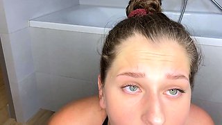 Water adventures with hot blowjob from a wet blonde in the