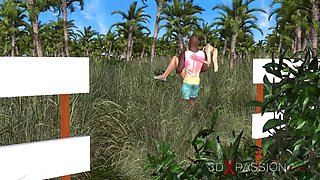 Black guy fucking a hot female golfer in the forest