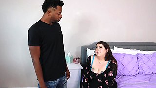 Tattooed bbw shares big black dick in pov threesome