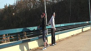 Hot Brunette Gets Eaten Out and Fingered by Older Guy Outdoors