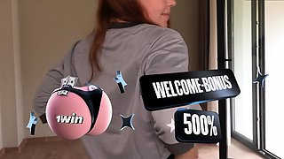 Flexible neighbor undresses and asks to suck cock