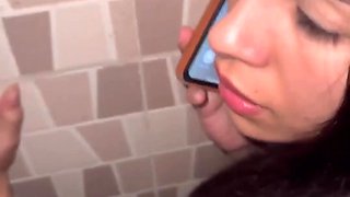 Fit Brunette Latina PAWG Enjoys Her Lover's Dick In the Toilet & In the Car While On Phone With Her BF