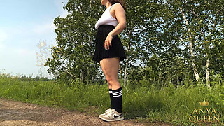 146 Athletic Legs Fetish with Knee High Socks and Skirt Lift