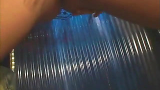 Gorgeous busty beauty in red outfit rides sex-machine at the strip club by demand of special guest