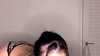 Big cock brunette MILF sucks a big cock POV