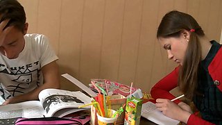 Hot babe with ponytails moans with happiness