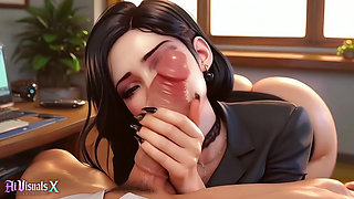 Every Boss’s Dream - Goth Secretary Relaxes Him Before the Meeting (ai Generated)