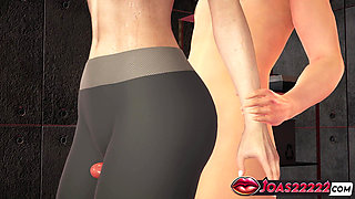 Wet Sexy Yoga Instructor Reina - Thighjob Fetish in Her Cameltoe Leggings, Intense Standing Doggystyle Fuck Wet Pussy