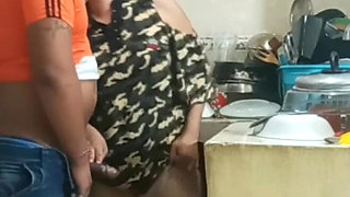 The Boss's Son Has Sex with the Maid in the Kitchen
