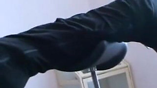 Humiliating foot stretching sex toys in pussy