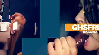 Satine Summers Swallows Endless Glory Hole Cumshots