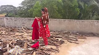 Desi Bhabhi Sona Fingered and Fucked Doggy Style by Jija on Roof - Big Ass, Big Natural Tits, Dress Removed