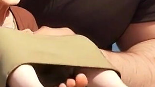 Cuckold Husband Licks Wife's Feet While She Sits on Her Lover's Lap - Hotwife Foot Worship