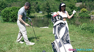Right in the Hole - Latina Babe Gets Anal Sex on Golf Field
