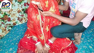 Fast time desi honeymoon video hindi audio Claire Vaise in red saree and blouse having fun