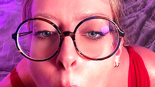 Blonde in Red Edging Session Ends with a Massive Orgasm