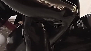 The Slave All in Latex Had to Take Good Care of Me, Until My Orgasm and His Cumshot. 3 Angle