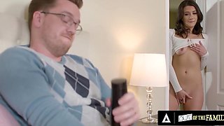 Slim Brunette Natalie Brooks Saw Her Brother-in-law Wanking With Fleshlight & Offered Him To Fuck Her