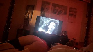 Small tit brunette amateur tugs on a big willie
