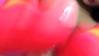 Naughty Latina Doing Oiled Footjob in Stockings