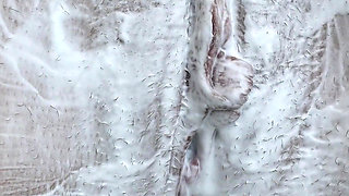 Extreme Closeup of Hairy Tight Pussy Shaving