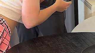 Cum Play After Slow Teasing and Edging Handjob in a Short Uniform Miniskirt to Get More Precum Before the Big Cum Load Release