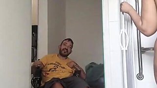 My hubby left, I went to my neighbor's building (he's in a wheelchair) to take a bathroom, I got naughty, I let the perv screw my slit until he came (TOTAL VID ON CRIMSON)