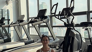 Yoga in a Gym with Boobs Flashing