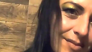 Bathroom Toilet Fetish. Lace Robe Dirty Talk and Shiny Dress Pee Close up