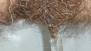 Woman Pissing in the Toilet, Golden Shower, Hairy Pussy Pee