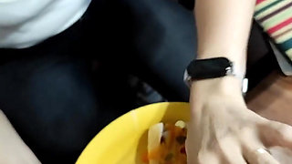 Quickie! Blowjob and Cum on Her Frankfurter! (and Black Jeans)