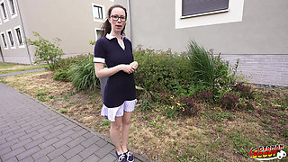 German Scout - Slim and Shy German Glasses Student Girl Ronya Rabe at Casting Fuck