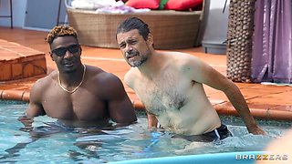 Mature Gilf in Bikini Crashes Pool Party: BBC Jax Slayher and Seka Black