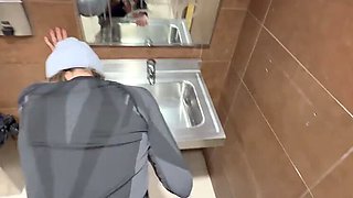 Sneaky Cheating Wife Serenity Cox Begs for Creampie in Public Toilet