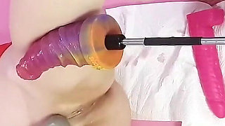 Fucking Machine and Magic Wand Vibrator Masturbation with Essex Girl Lisa