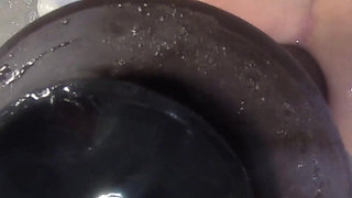 Close-up on Fucking Machine in Ass Cunt Fucked with Vacuum
