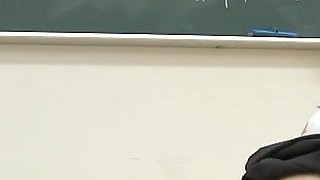 Naughty Japanese Teacher Blows and Rides a Guy in the Classroom