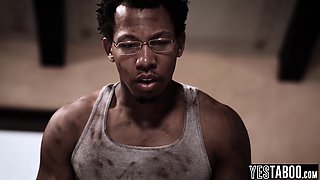 Sightless smallish blondie teenager rode with BIG BLACK COCK