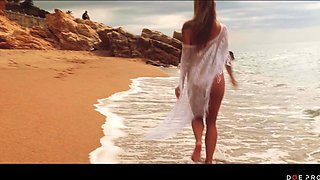 Angel Piaff Delivers Scorching Oral Magic on Beach