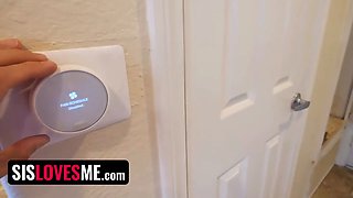 The best thing you'll observe today - step sisters gooning on step bro's large fat rod