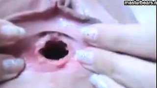 Rubbing my huge clit, my pussy gaping wide