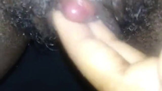 Close up Stroking My Big Clit Hairy Wet Pussy