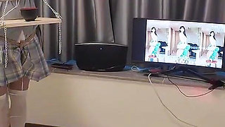 Hs021-an Asian Girl in School Uniform Was Disciplined