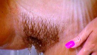 Big Boobed Blonde Masturbates With A Dildo In The Bathroom